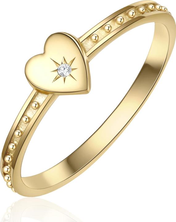 Actual product image Glanzstücke München Ladies Heart Sterling Silver Cubic Zirconia Yellow Gold - 15806 (60, 925 Silver)