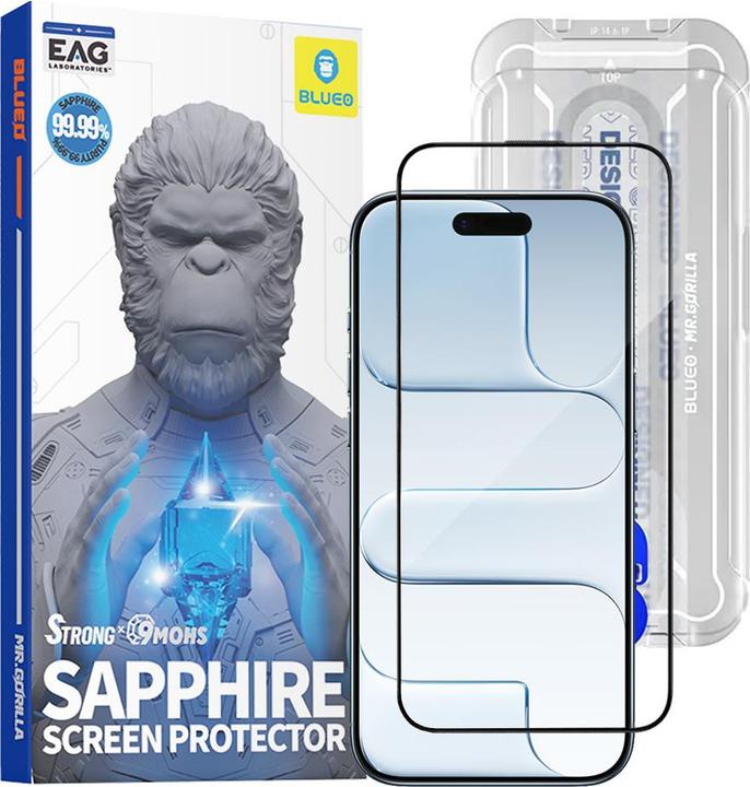 Productafbeelding Blueo - Sapphire Screen Protector with Applicator Pro - iPhone 17 Air - Black (Apple iPhone 17 Pro)