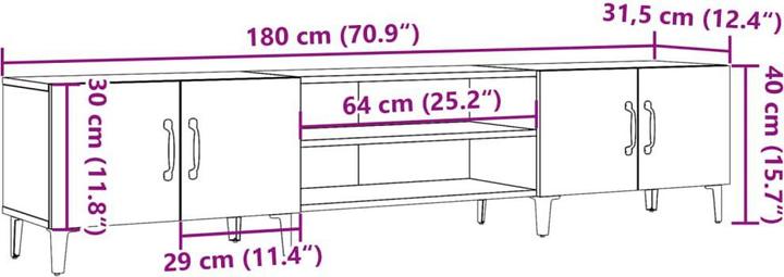 Actual product image vidaXL TV Schrank Tisch Lowboard Fernsehschrank Fernsehtisch Altholz-Optik (180 x 31.5 x 40 cm)