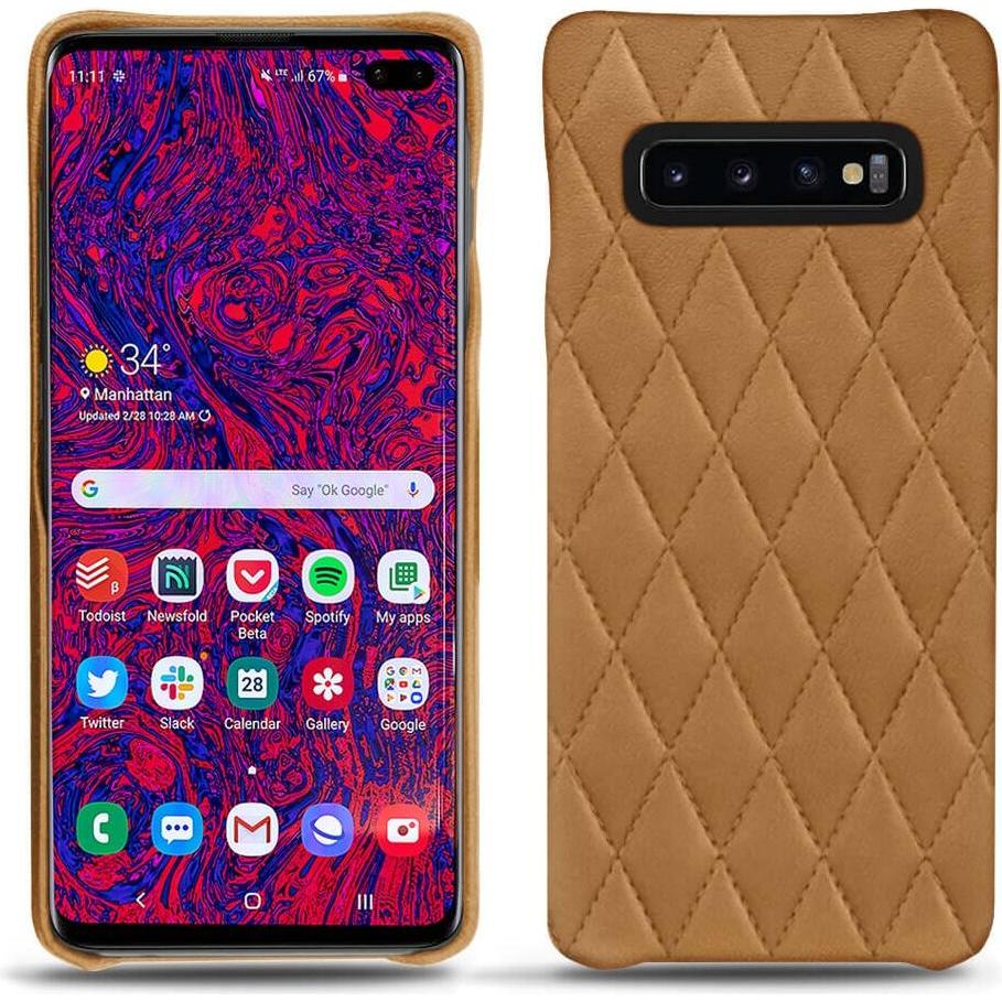 Noreve Lederschutzhülle (Samsung Galaxy S10+), Smartphone Hülle, Braun