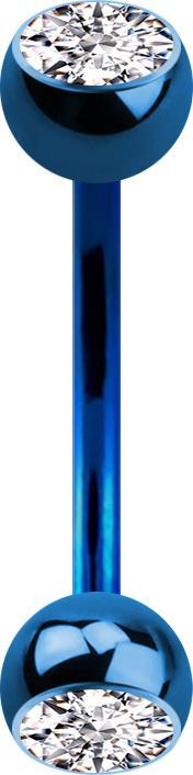 Actual product image Star Piercing Micro banana dark blue with two balls and silver crystal (without brass, Titanium)