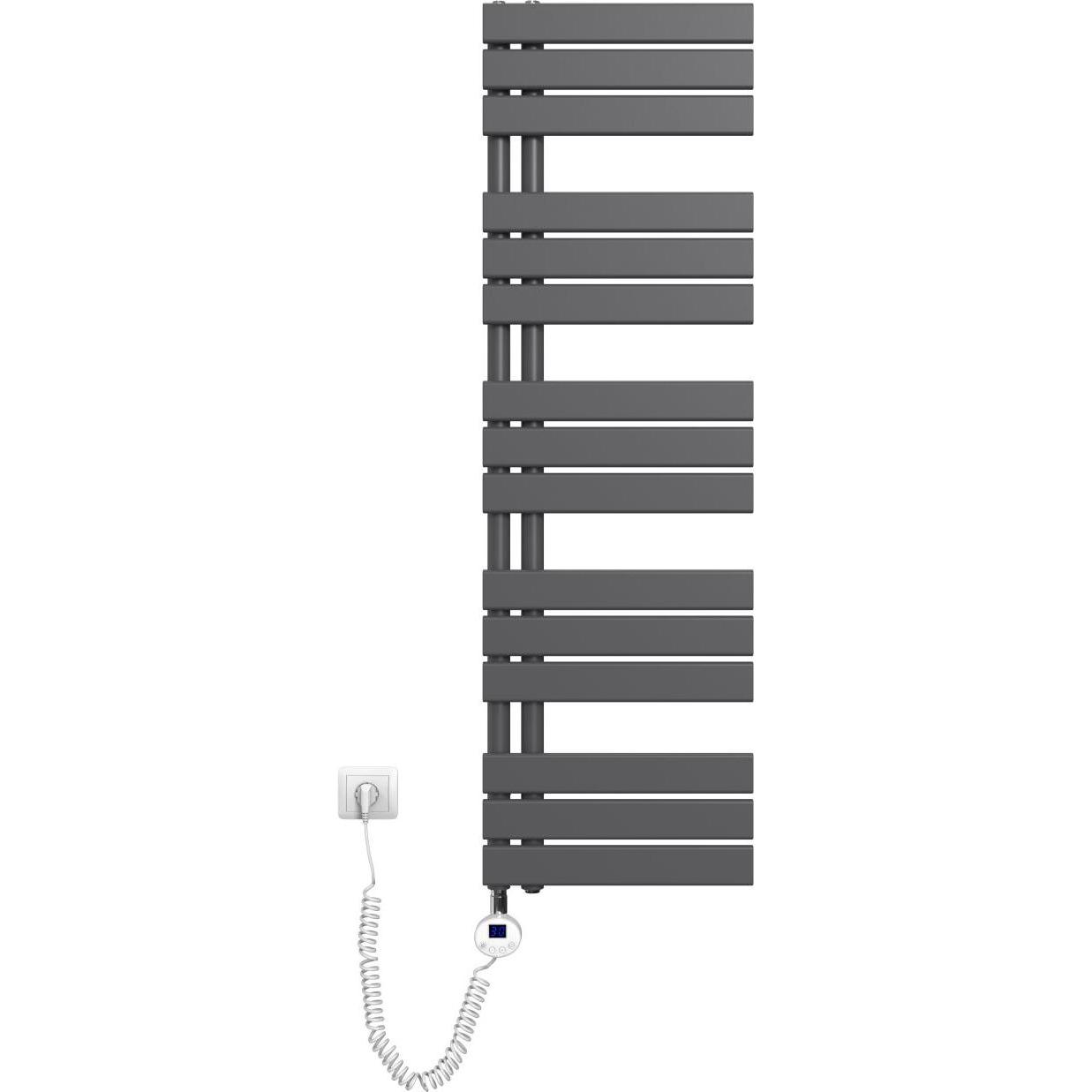 Emke Elektrischer Handtuchwärmer mit Heizstab und Timer, Anthrazit 1320x400mm 600W, Heizkörper, Grau