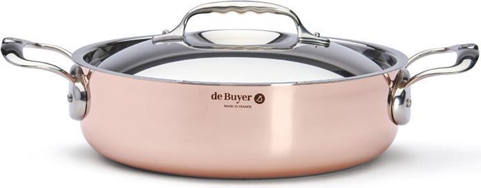 Produktbild de Buyer Inocuivre Bratentopf mit Deckel (Bräter + Schmortopf, Edelstahl, Kupfer, 28 x 9.20 cm)