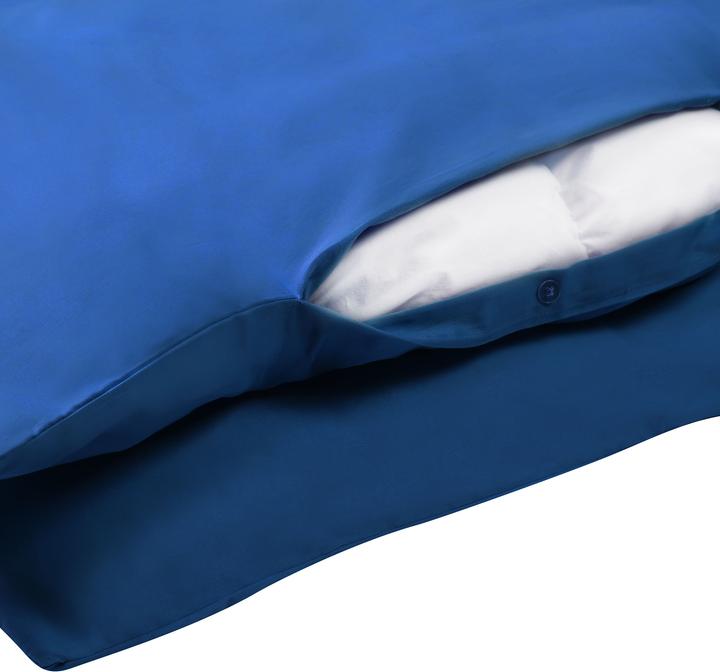 Actual product image Beliani Bed Linen Set dark blue cotton satin 220 x 240 cm HARMONRIDGE (Bedding set, 220 x 240 cm)
