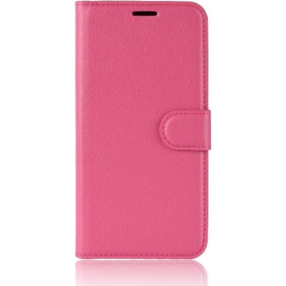 MU Classic Litchi Leder Bookcover Series (Wiko View Max), Smartphone Hülle, Rosa