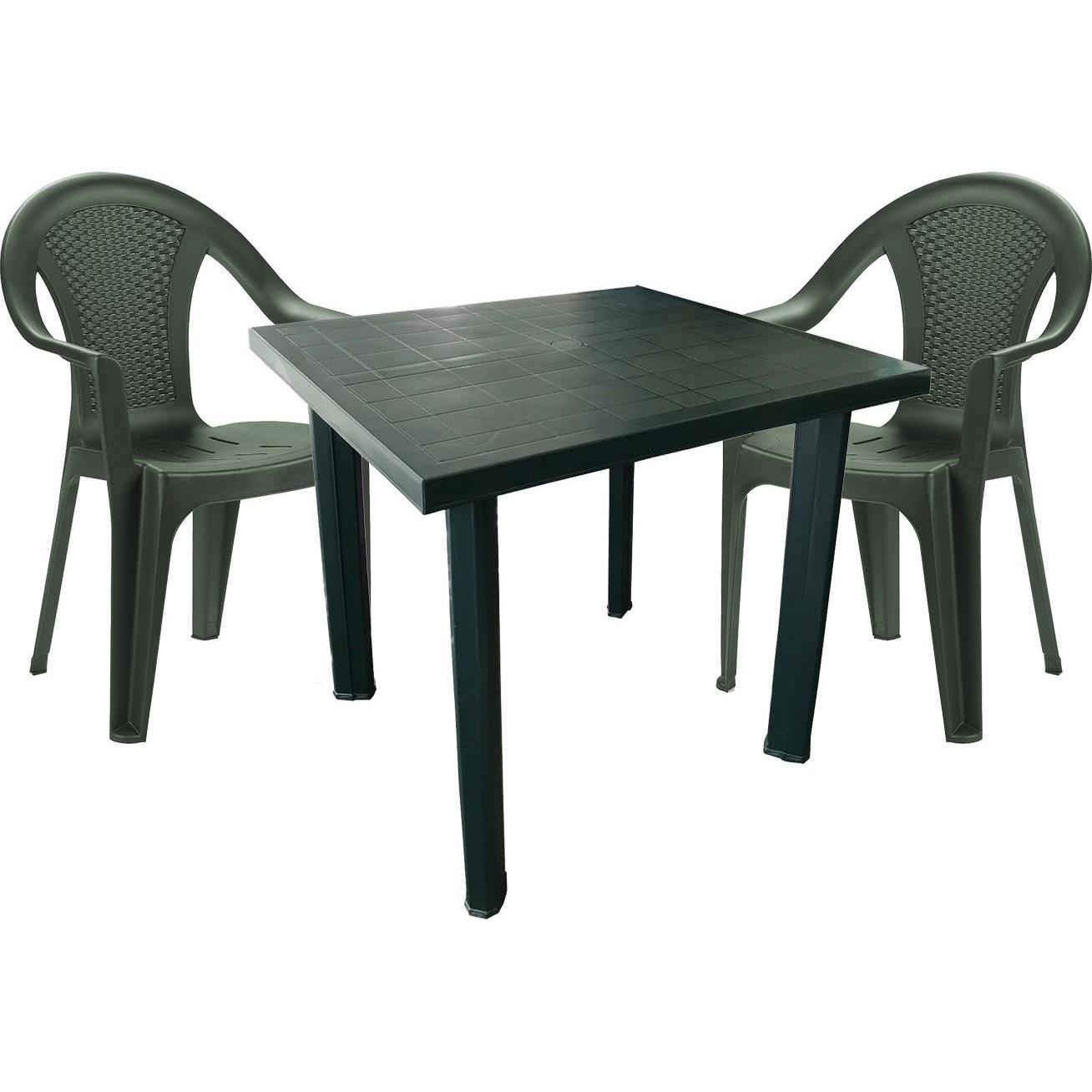 Mojawo, Gartentisch + Balkontisch, Outdoormöbel Gartengarnitur Bistrogarnitur 3-teilig Grün 80x75xH72cm (80 cm)