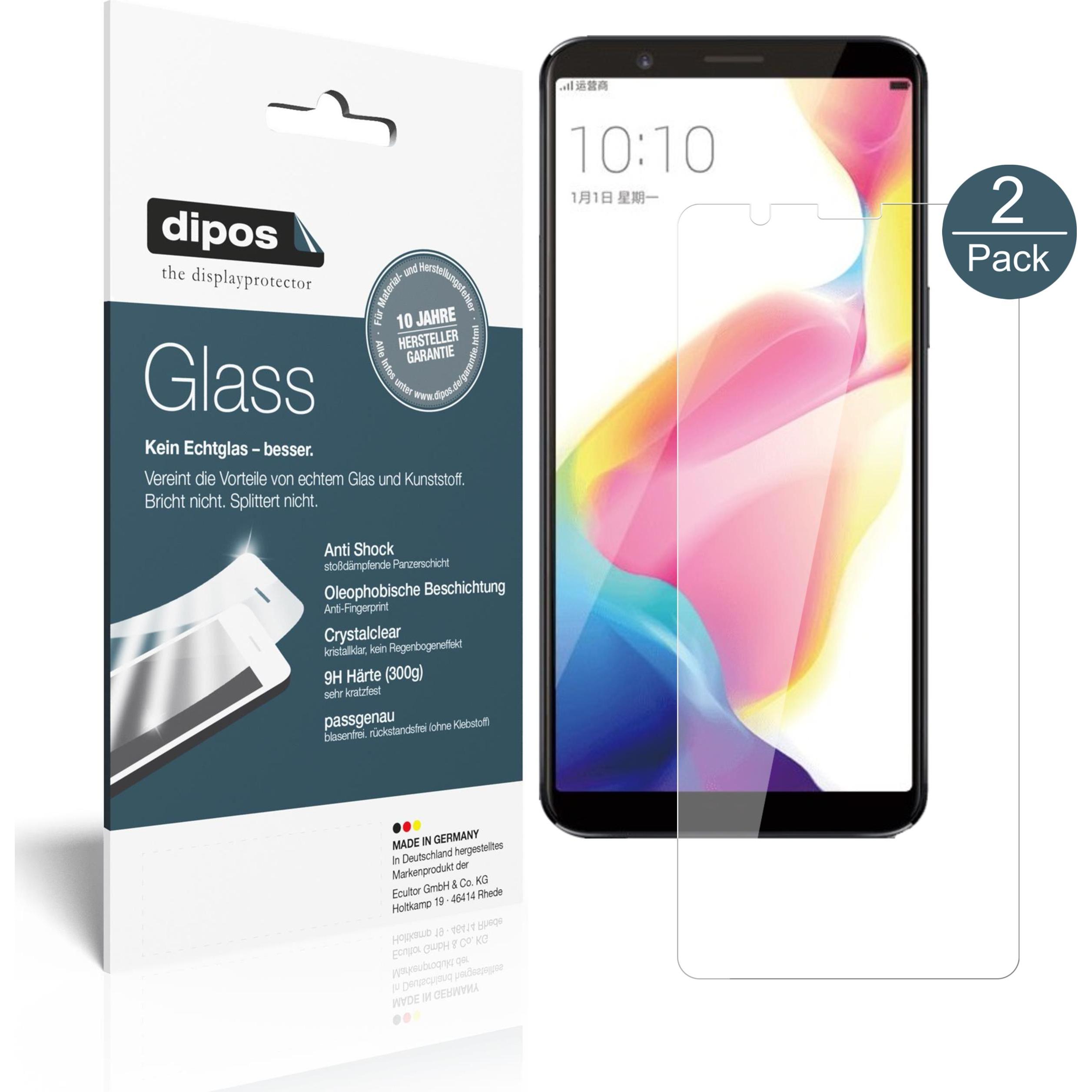 Dipos Displayschutz Anti-Shock (2 Stück, Oppo R11s), Smartphone Schutzfolie, Transparent
