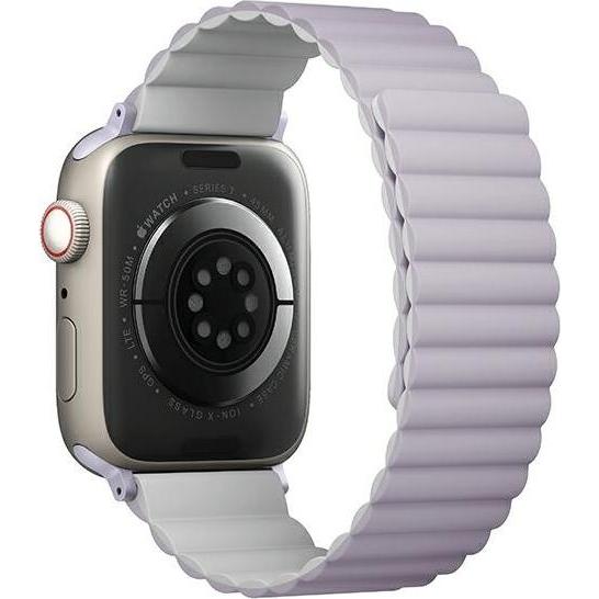 Uniq pasek Revix Apple Watch Series 4/5/6/7/8/SE/SE2/Ultra 42/44/45mm. Reversible Magnetic lilak-bia (42 mm, 44 mm, 45 m...