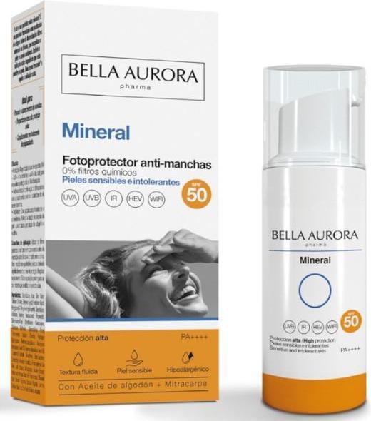 Actual product image Bella Aurora Mineral Anti-Dark Spot Sunscreen SPF 50 50 ml (Suntan cream, SPF 50, 50 ml)