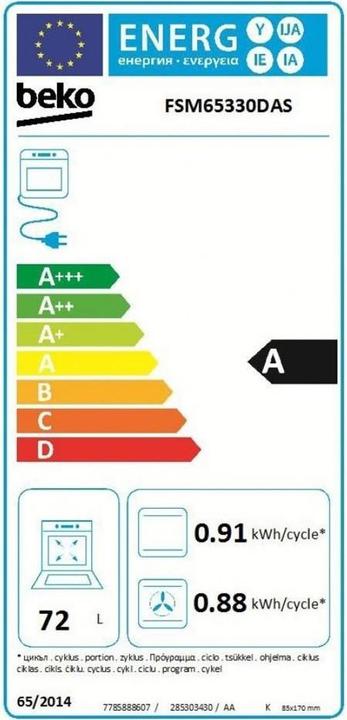 Etichetta energetica Beko FSM65330DAS