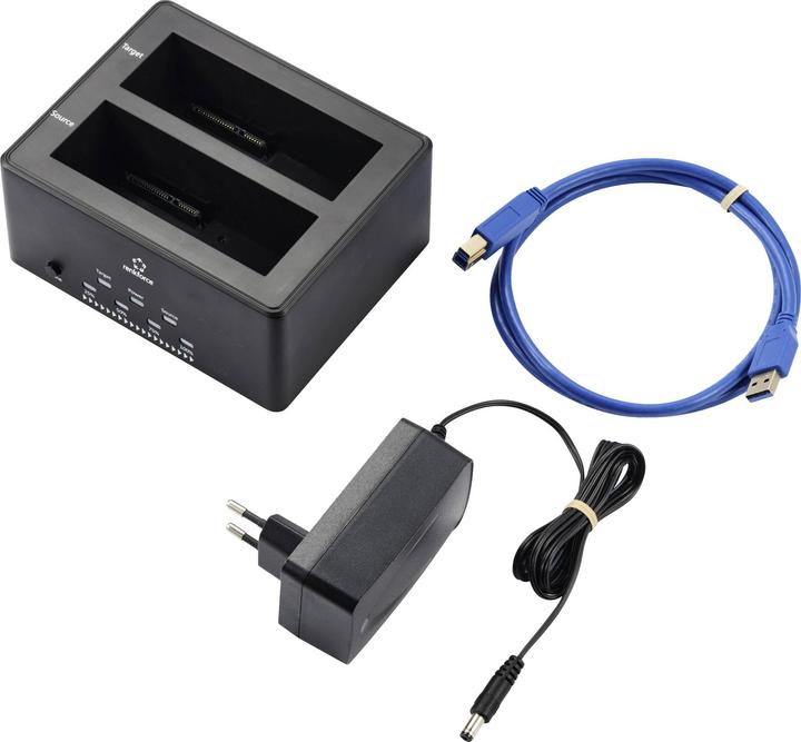 Actual product image Renkforce RF-5576396 USB 3.2 Gen 1 (USB 3.0) SATA hard drive docking station with clone function