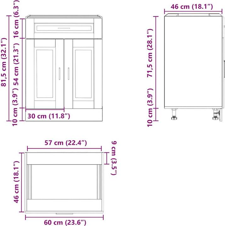 Produktbild vidaXL Küchenunterschrank (60 x 46 x 81.50 cm)