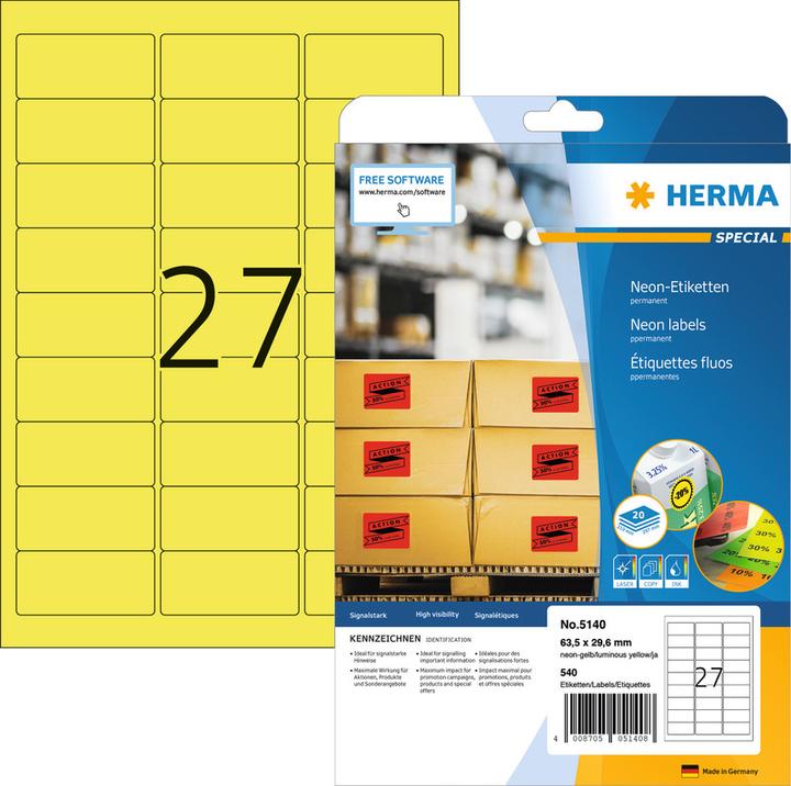 Produktbild HERMA Neon Etiketten A4