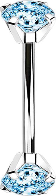 Produktbild Star Piercing Micro Banane silber Innengewinde mit zwei Kristalle aqua gefasst (ohne Messing, Titan)