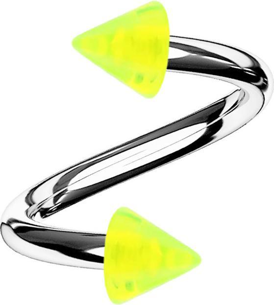 Image du produit Star Piercing Micro Spirale silber mit zwei Cones gelb transparent (Matières plastiques, sans laiton, Acier chirurgical 316L)