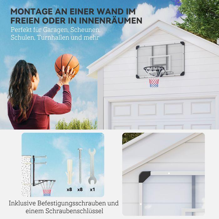 Actual product image Swisshandel24 Basketballkorb, Basketballbrett mit Korb, Wandmontage, für Outdoor, Stahl, weiss