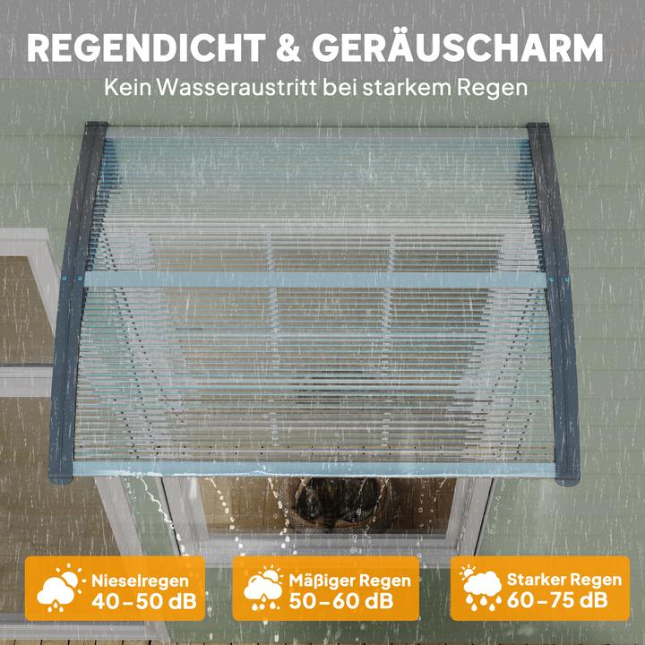 Image du produit Outsunny Vordach für Haustür Polycarbonat Silber