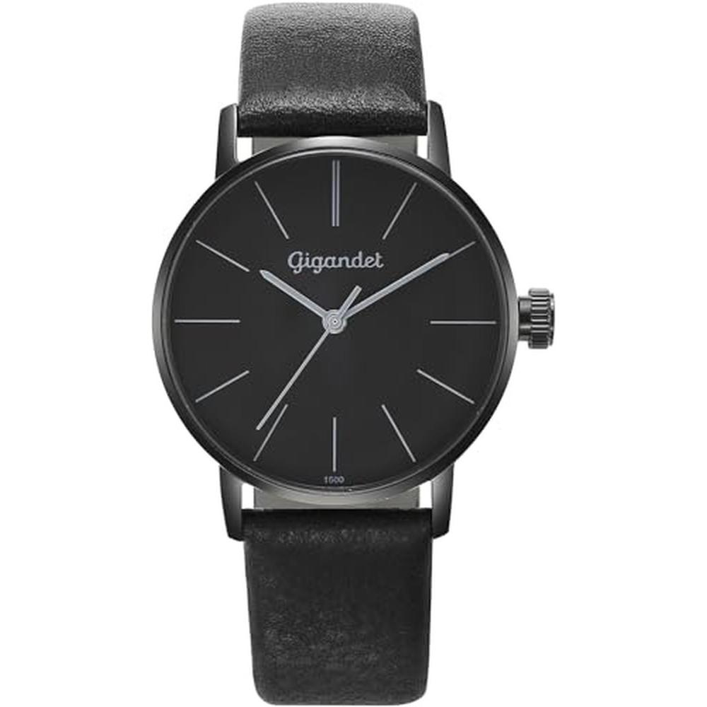 Gigandet, Orologio da polso, Dames analoog Japans kwartsuurwerk horloge met lederen armband 12VNAG43NE011 zwart, Nero, (Orologio da polso analogico)