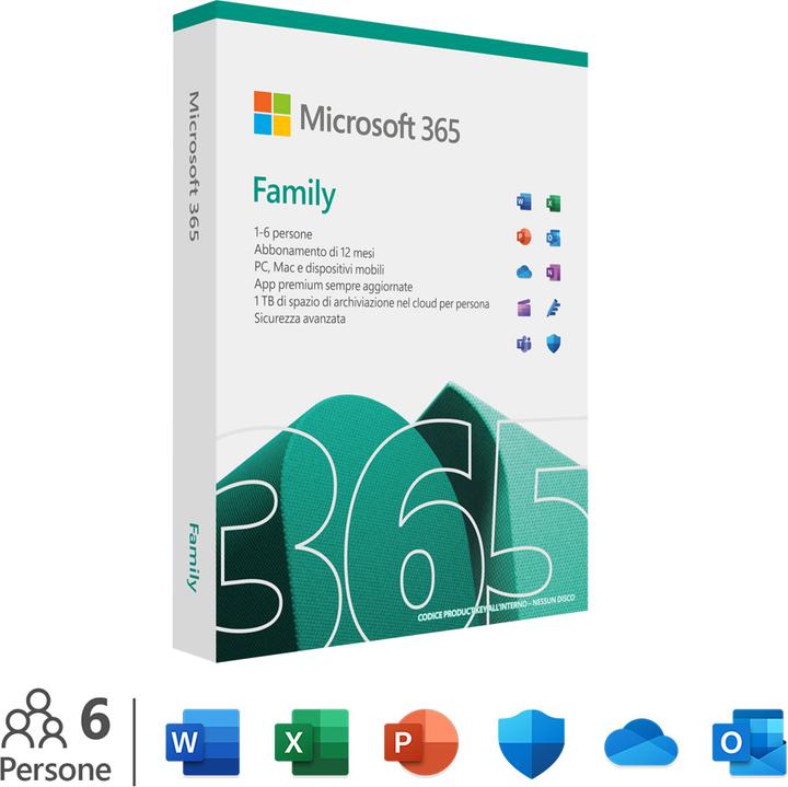 Actual product image Microsoft 365 Family (Italienisch) (6 User, 12 months)