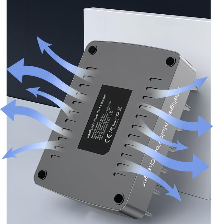 Produktbild PhoneLook Universelles 72W Multi-Telefon-Ladestation Schneller Multi-Port-Ladegerät mit 2x Typ-C, 4x USB, DC u (72 W, 6 Ports)