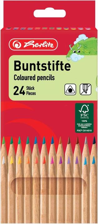 Actual product image Herlitz Crayons natural FSC wood 24er hanging box (Assorted colours, 24 x)