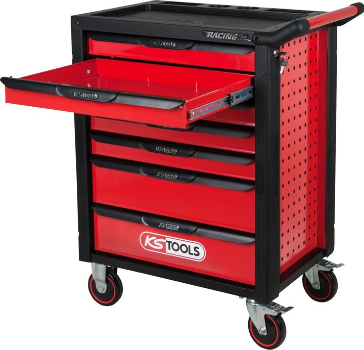 Produktbild KS Tools RACINGline SCHWARZ/ROT Werkstattwagen mit 7 Schubladen (1x)