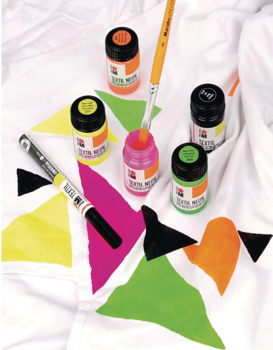 Actual product image Marabu Textile colour (Rose, Orange, Black, Yellow, Green, 60 ml)
