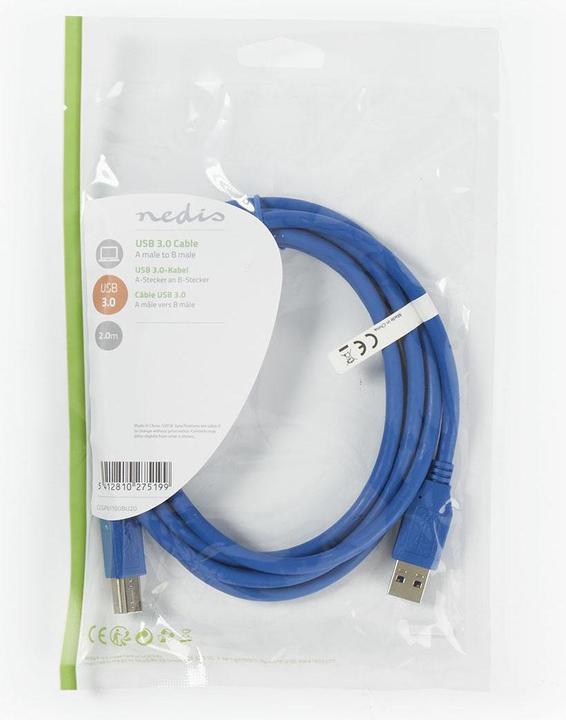 Produktbild Nedis USB 3.0 Kabel A Stecker - B M acho 3.0 m Blau (2 m)