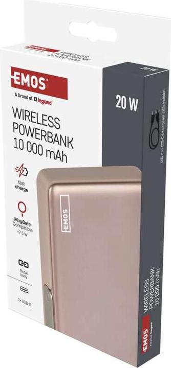 Actual product image Emos POWERBANK WI1031 10000 mAh ROSEGOLD 1xUSB-C (10000 mAh, 20 W, 38.70 Wh)