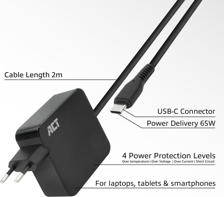 Immagine prodotto ACT USB-C Laptop Wandladegerät (65 W, 1 porzione)