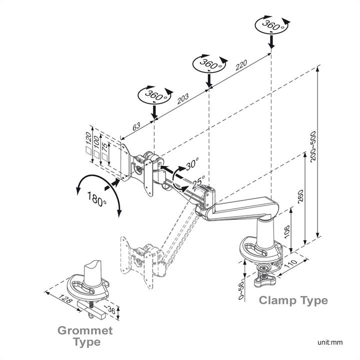 Actual product image Roline LCD arm (Table, 8 kg)