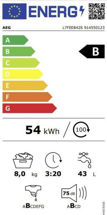 Energy Label AEG L7FEE842S (8 kg, Left)