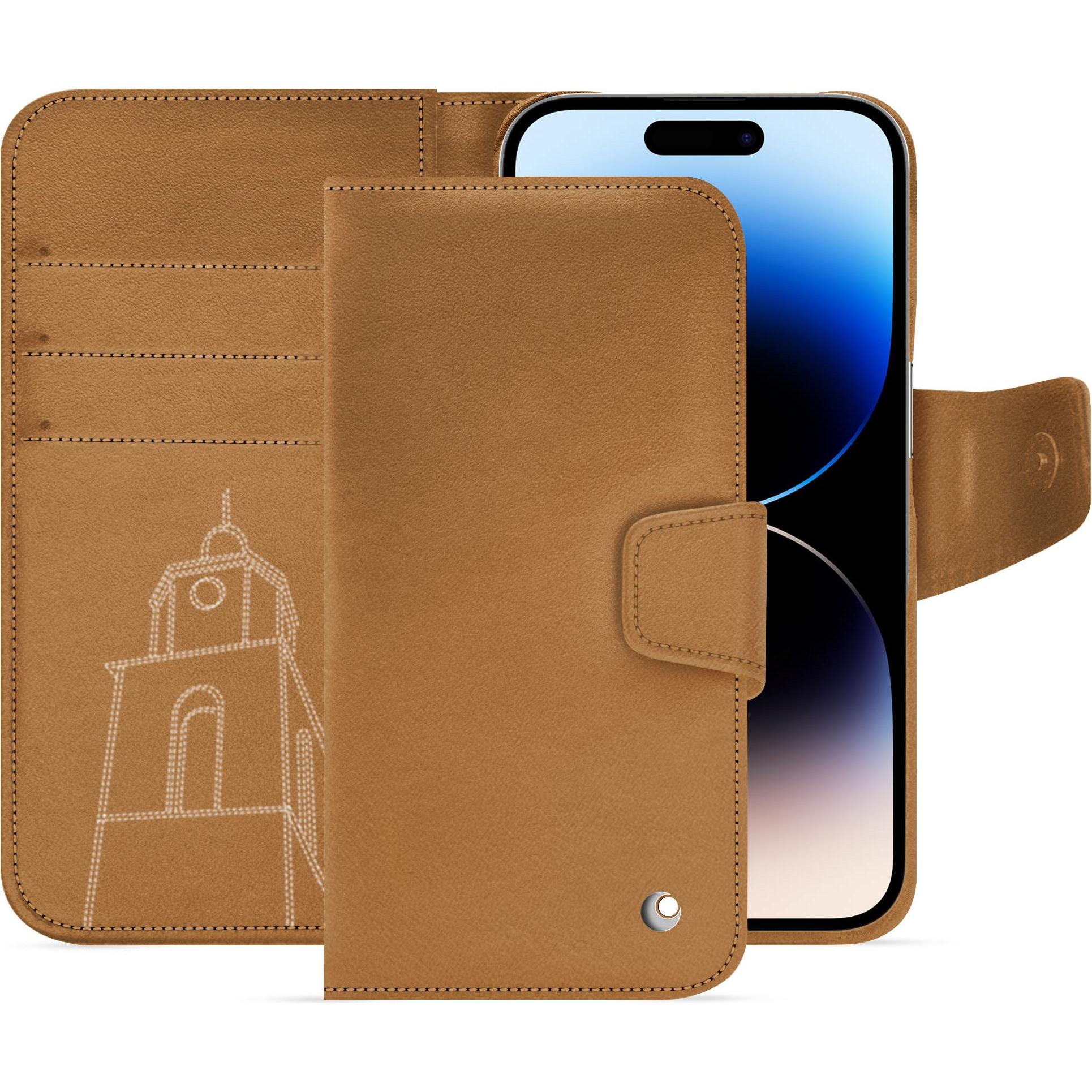Noreve Lederschutzhülle Apple iPhone 15 Pro (Apple iPhone 15 Pro), Smartphone Hülle, Braun
