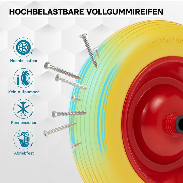 Actual product image Wiltec Puncture Proof Wheel PU for Wheelbarrow, complete, Size 3,50-8
