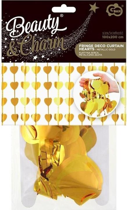 Actual product image GoDan B&C-Vorhang mit metallischen Goldherzen, 100 x 200 cm (100 x 200 cm)