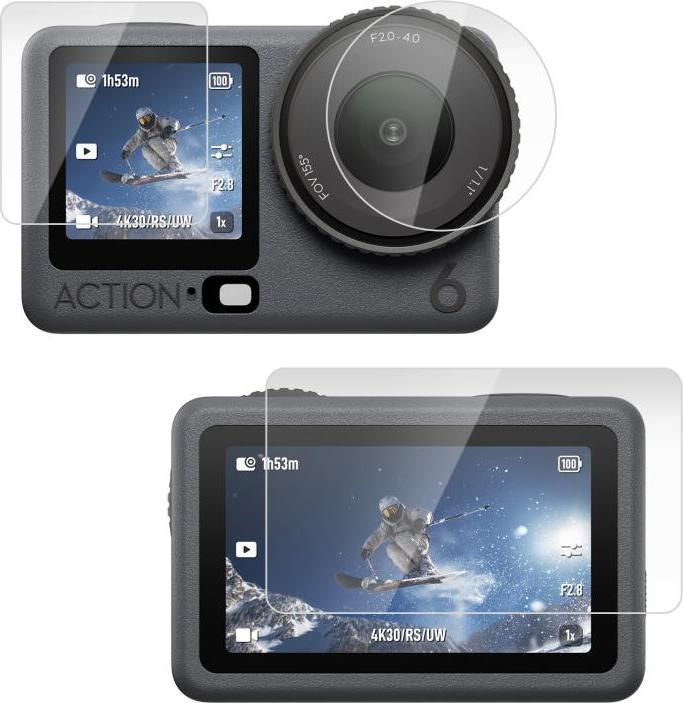 Puluz 3 in 1 DJI Osmo Action 6 Panzerglas Set