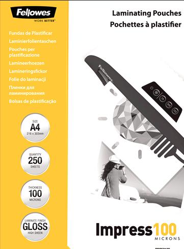 Immagine prodotto Fellowes Impressionare 100 (A4, 250 Pezzo/i, 100 µm)