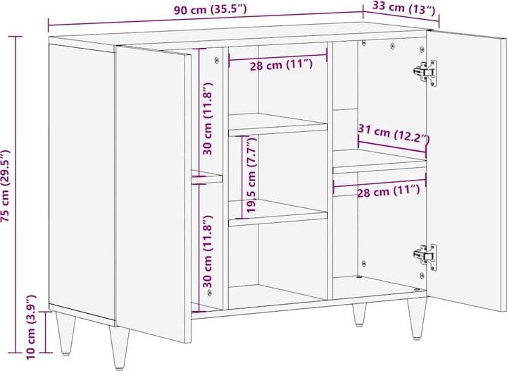 Image du produit vidaXL Sideboard (90 x 33 x 75 cm)