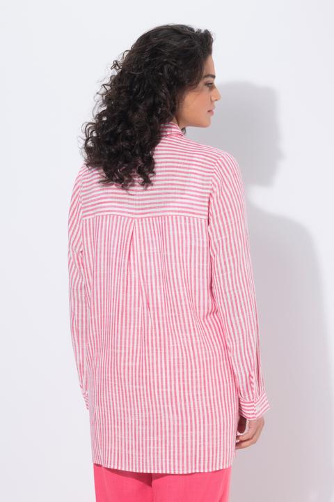 Produktbild Ulla Popken Bluse, Leinenmix, Patchmuster, Hemdkragen, Langarm (54)