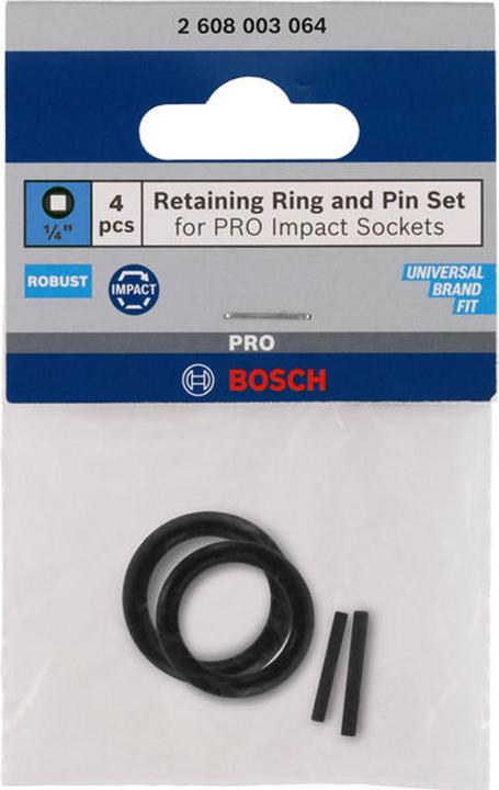 Image du produit Bosch Professional Zubehör Jeu avec bague de retenue et goupille pour douille PRO Impact 1/4", 4 pièces