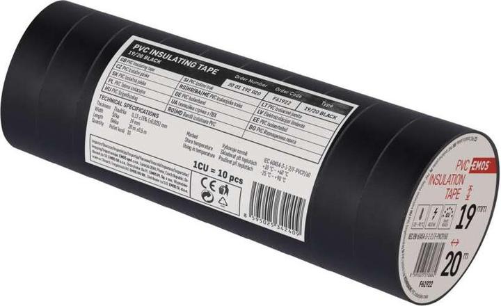Actual product image Emos Insulating tape PVC 19mm/20m black, 10 pcs. (19 mm)
