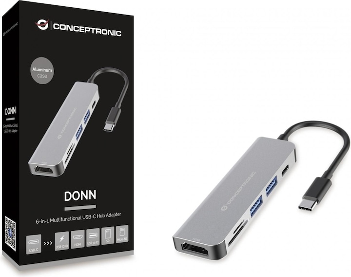 Actual product image Conceptronic DONN02G (USB-C, 6 Ports)
