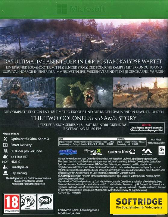 Produktbild Deep Silver Metro Exodus: Complete Edition (Xbox One X, Xbox Series X, DE)