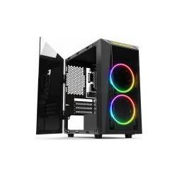 Gamdias Boitier Mini Tour Micro ATX Talos E1 RGB avec panneaux vitrés (Noir), PC Gehäuse