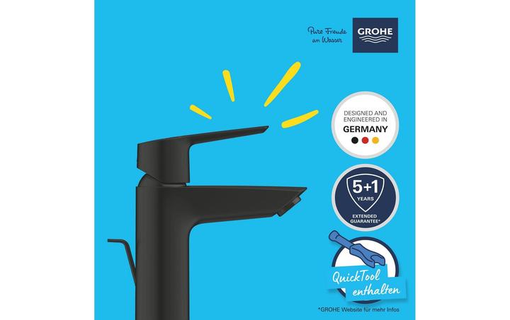 Produktbild Grohe Start QuickFix Lavaboarmatur S-Size, Zugstange, inkl. 3-in-1 Tool, wassersparend, mattschwarz