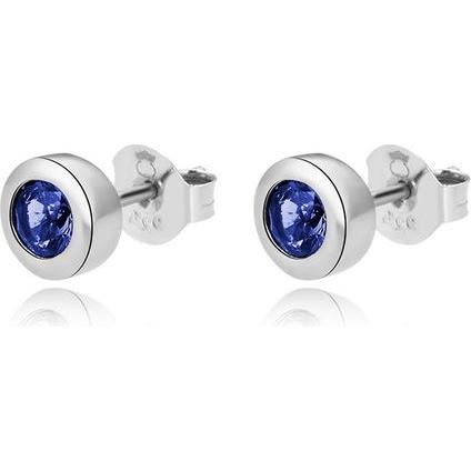 Beneto, Ohrringe, Gentle silver stud earrings withue zircons AGUP2259-BLUE (L)