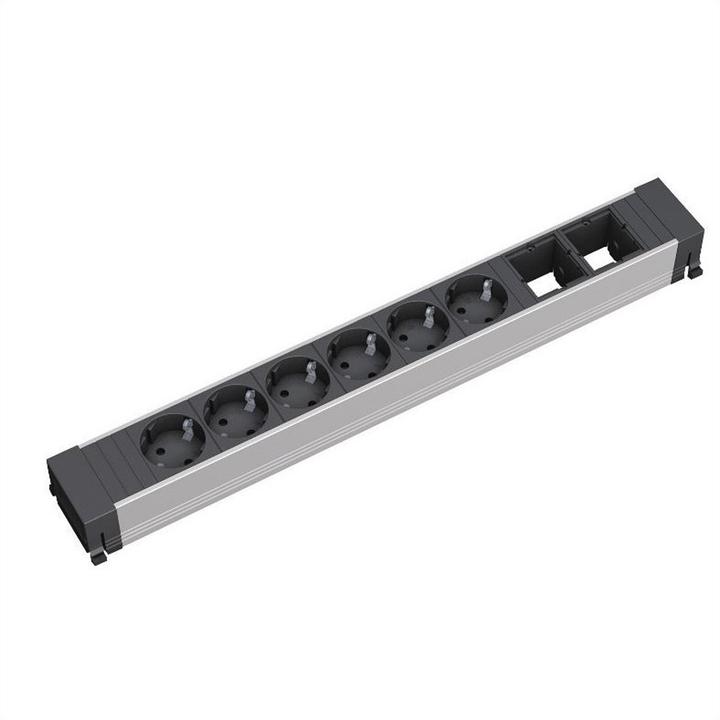 Actual product image Bachmann CONFERENCE - 6 AC outputs - Indoor - Type E - Steel - Black - 444 mm (6x, CEE 7/3, CEE 7/5)