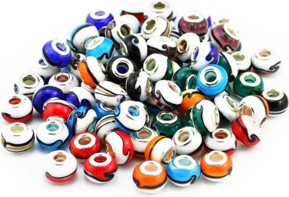 Produktbild Hermex Glas Bead versilbert 925 - Silbrig Orange (Silber 925 Oberfläche und eine Materialmischung aus Metalllegierung und Glas)