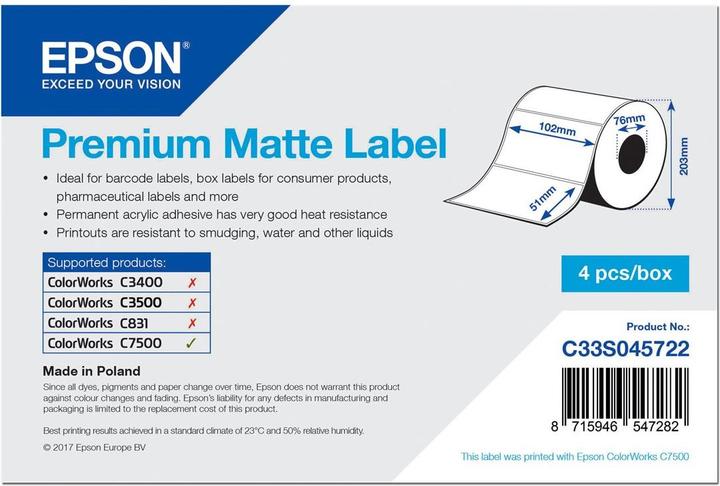 Epson Premium Matte Label (10.20 cm)
