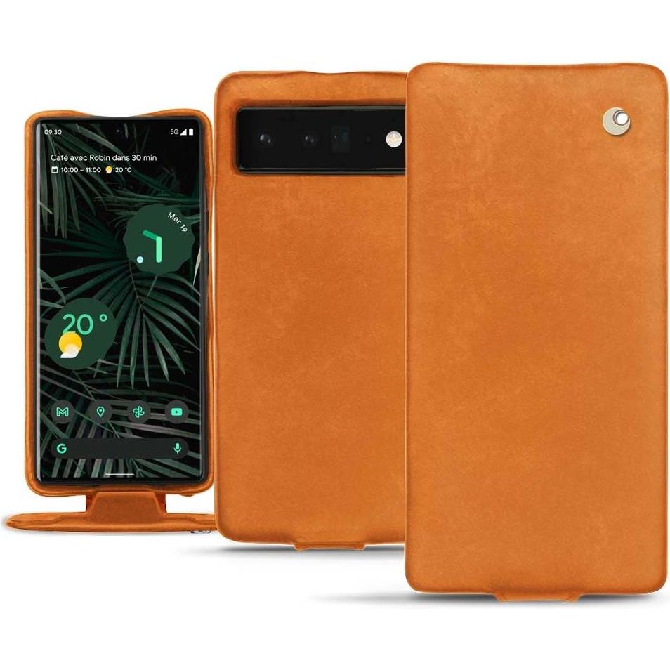 Noreve Lederschutzhülle vertikal (Google Pixel 6 Pro), Smartphone Hülle, Orange